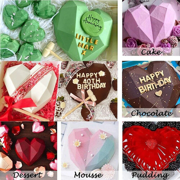 Large Heart Shape Candy Cake Chocolate Mould 3D Fondant Mold Silicone Craft DIY