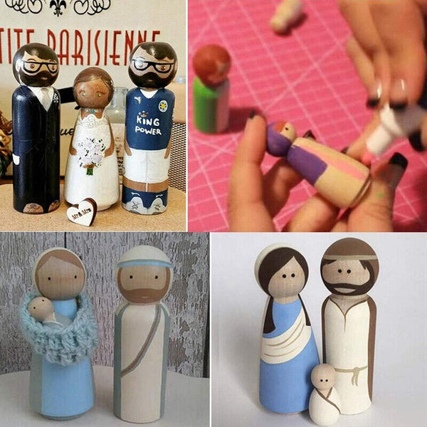 20X Unfinished Wooden Peg Dolls Wooden Tiny Doll Bodies People Decor Wood Crafts