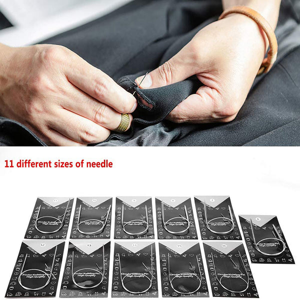 11pcs 80cm Circular Knitting Needles Set Stainless Size 1.5mm to 5mm AUS STOCK - Lets Party