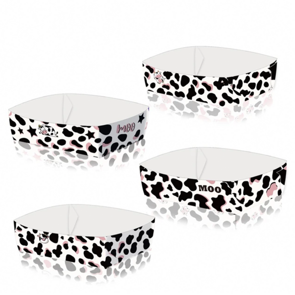 24pcs Cow Print Party Paper Tray Plate Snack Box Party Supplies Kids Birthday