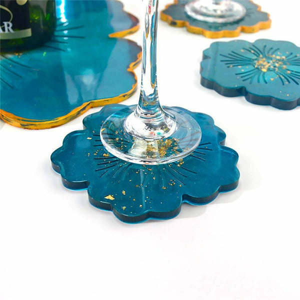 up 6x Silicone Flower Coaster Pad Mould Resin Casting Cup Mat Mold DIY Making AU