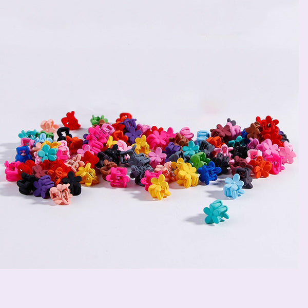 150Pcs Girls Mini Hair Clips Plastic Hair Claws Mix Colour Flower Hairpin Clamps
