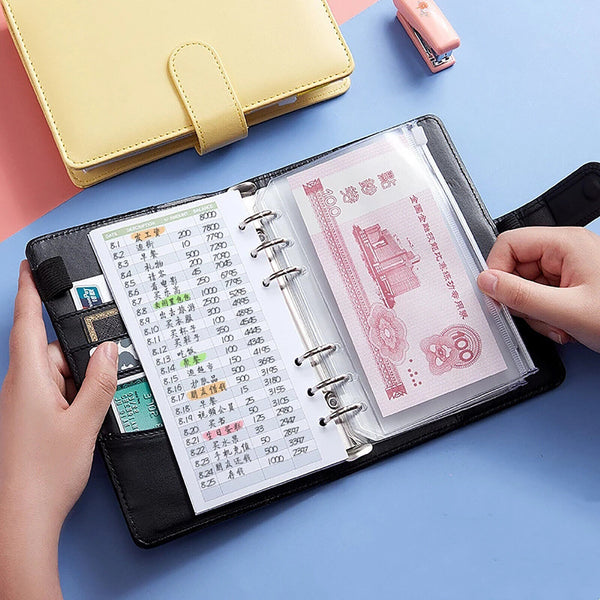 1PC A6 PU Leather Notebook Binder Budget Planner Organizer Cover Cash Pockets AU - Lets Party