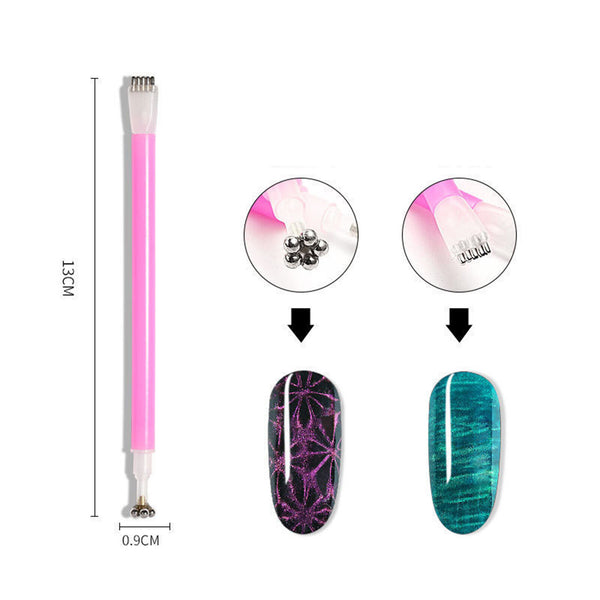 2set Magnet Stick Tool For Cat Eye Magnetic UV Gel Nail Polish Flower Strip Grid