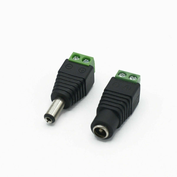 20pcs DC Power Connector Plug Jack Adapter for CCTV LED Male+Female 5.5x2.1mm AU