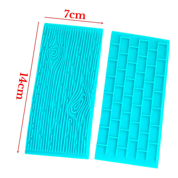 6/12PCS Fondant Texture Molds Set – Cake Decorating Impression Mats, Bark Brick Pebble Stone Wall Sunflower & Flower Vine Lace Patterns, Multi-Use Baking Tools