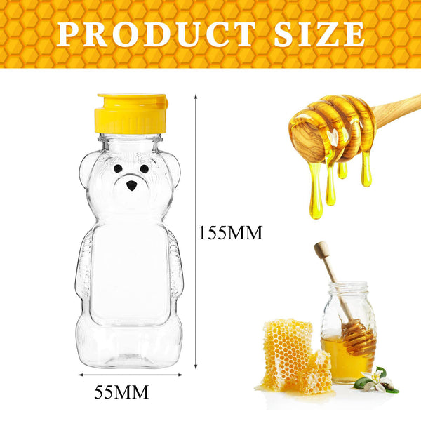 10X Plastic Empty Honey Bear Bottle Squeeze Bear Cup Flip Top Lid Jar Storing