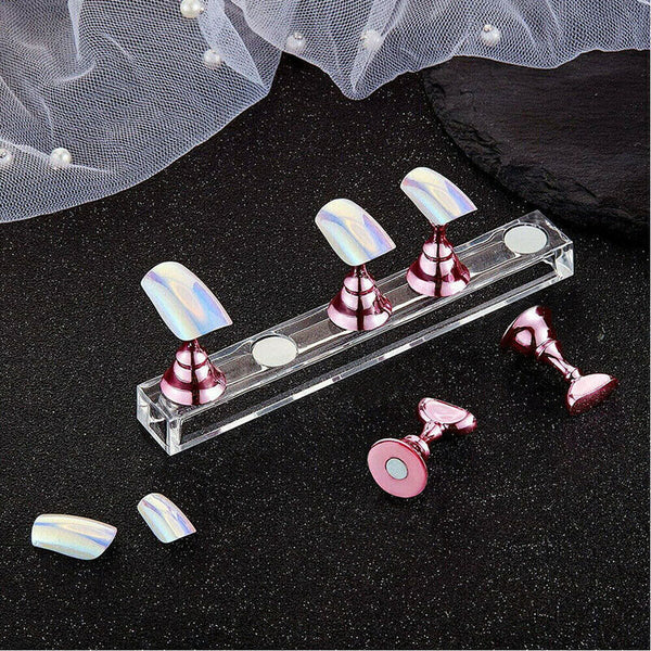 1 Set Acrylic Nail Art Practice Display Stand Magnetic Nail Art Tips Holders AU
