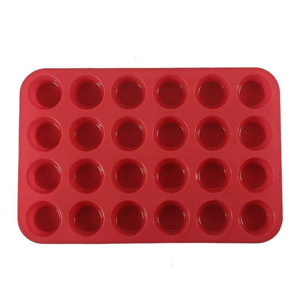 24 Cavity Pan Tray Silicone Mould Mini Cupcake Cookie Baking Mold Muffin Cup AU