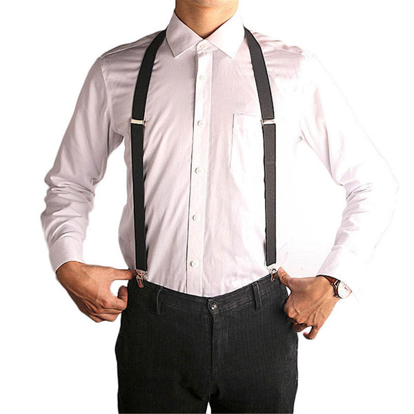 Extra Wide Men's Adjustable Elastic Suspenders Clip On Braces Trouser