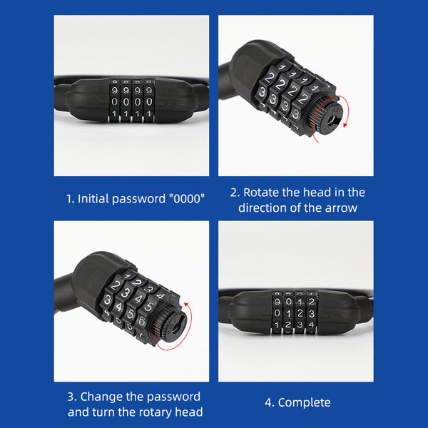 2PCS Bike Bicycle Code Combination Locker 4-Digital Password Pin Security Cable