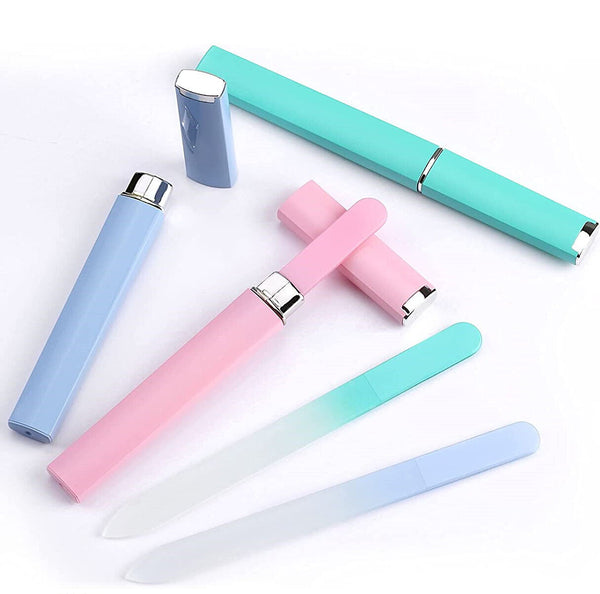 1/2PCS Professional Glass Nail File With Case Crystal Nail File Women Manicure