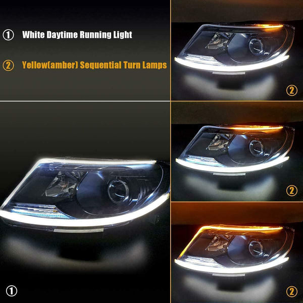 2x 60CM Car LED Strip DRL Turn Signal Switchback Indicator Daytime Running Light