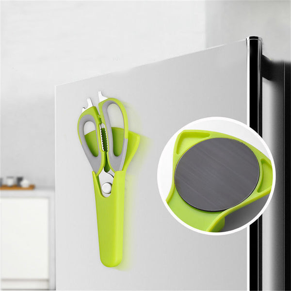 Stainless Steel Kitchen Scissors with Magnetic Holder Heavy Duty Can Opener DIY
