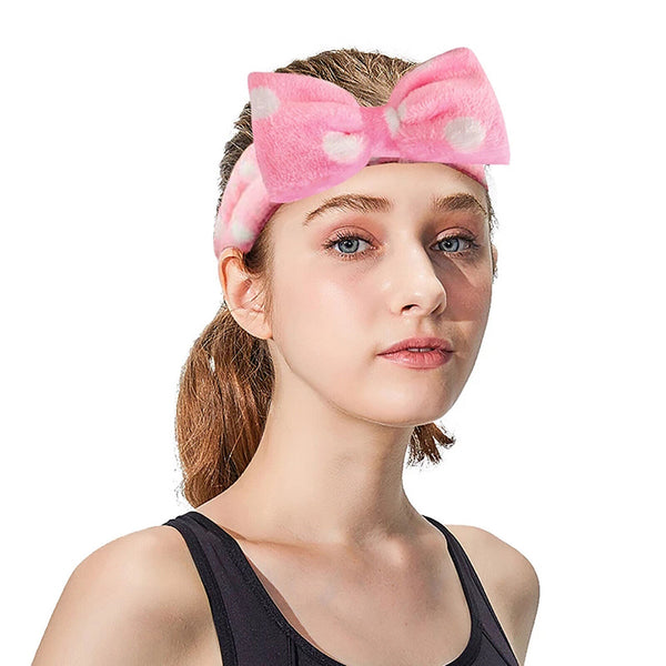Bow Beauty Head Band Thick Makeup Shower Cute Spa Hair Band Striped Soft Bath AU