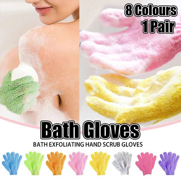 1 Pair Exfoliating Gloves Bath Shower Massage Spa Body Hand Scrub Mitt Towel AU