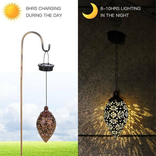 Solar Powered LED Morrocan Lantern Light Hanging Lamp Garden Outdoor Landscape