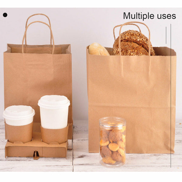 Bulk Kraft Paper Bags Gift Shopping Carry Craft Retail Bag with Handle Brown NEW