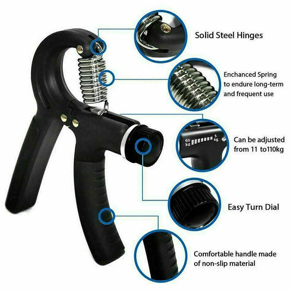 Adjustable Power Hand Grip Forearm Exerciser 10-50Kg Strengthened Gym Trainer