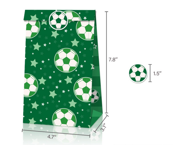 12PCS Soccer Paper Loot Lolly Gift Bags Party Supplies Kids Birthday Favour
