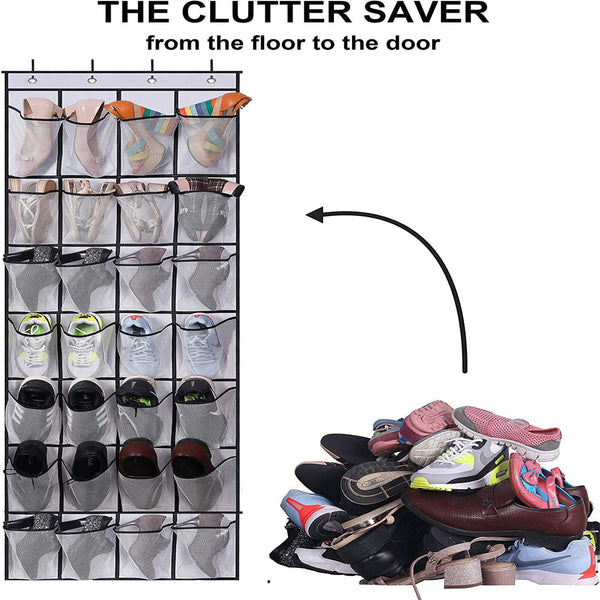 28 Pockets Shoe Holder Bag Organiser Over Door Hanging Shelf Rack Storage Bag AU