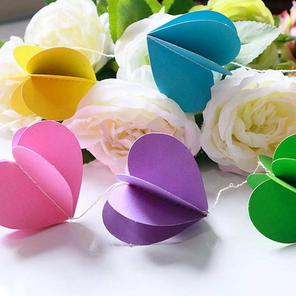 5PCS Heart Round Shape Paper Bunting Garland Wedding Party Banners Decoration 2M