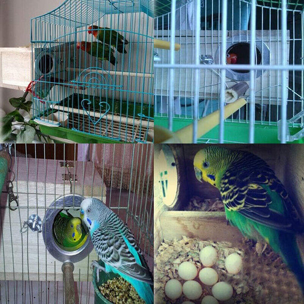 Birds Nest Breeding Box Parakeet Budgie Cockatiel Cage Nesting Window Wooden