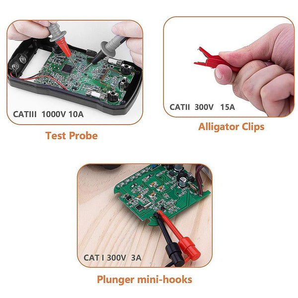Alligator Clip Multimeter Test Leads for Fluke Meter Electrical Probes Tools Kit