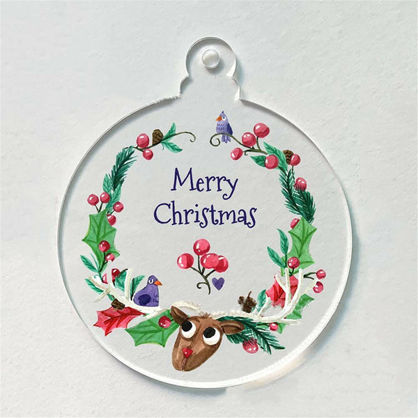 20 Pcs Clear Blank Acrylic Christmas Bauble DIY Xmas Decoration 75mm Flat Decor