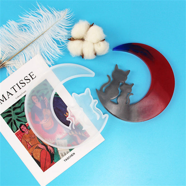 2PCS Christmas Deer Moon Cat Silicone Resin Casting Mold Jewelry Epoxy Moulds AU