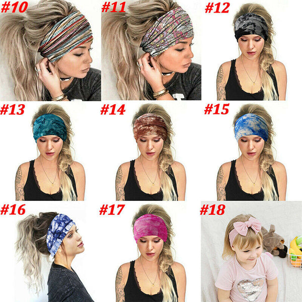 Women Ladies Sports Yoga Gym Stretch Wide Headband Hair Band Running Head Wrap