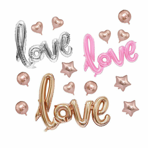 45cm HEART 102cm JUMBO LOVE Foil Balloon Balloons Script Wedding Party Decor - Lets Party