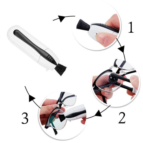 Portable Best Eyeglass Sunglass All In One Glasses Lens Cleaner Brush Hot AU