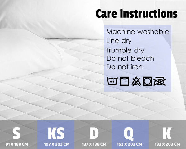 Aus Made Fitted Cotton Cover Quilted Mattress Protector Topper Underlay ALL SIZE - Lets Party