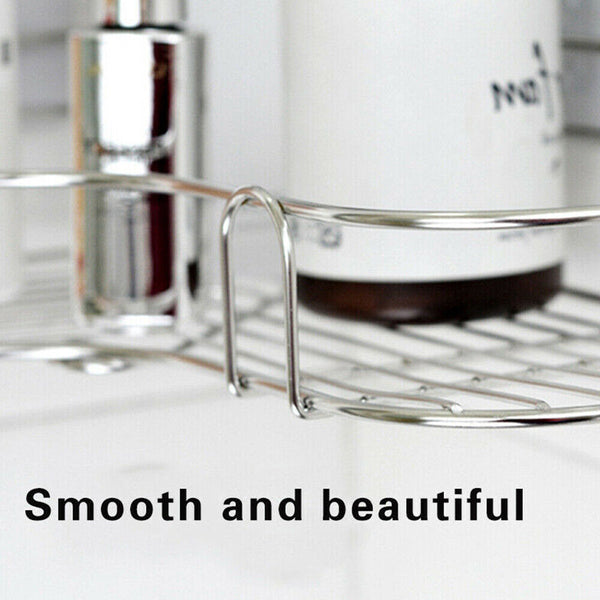 Bathroom Stainless Steel Shower Caddy Corner Storage Shelf Holder Rack Organiser
