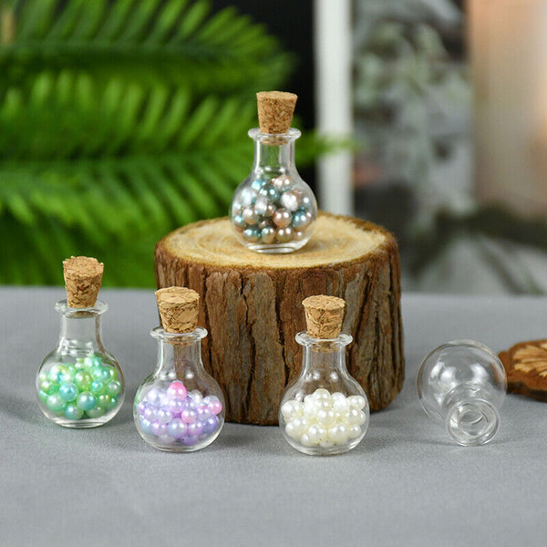 10Pcs Mini Empty Glass Clear Bottle Drifting Vials Cork Charm Wish Bottles New