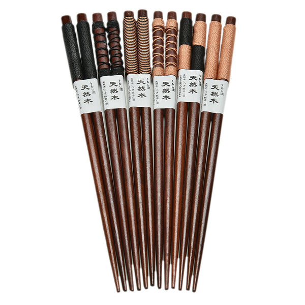 6Pairs Handmade Wooden Chopsticks Classic Japanese Natural Chestnut Wood Gift AU