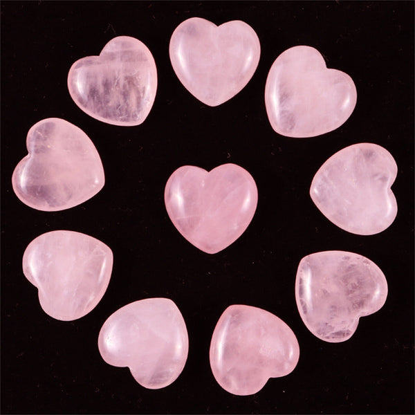 10X Heart Shaped Natural Rose Quartz Crystal Palm Healing Love Gemstone Pink AU
