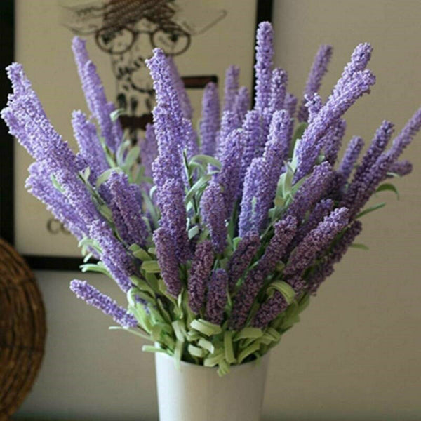 10X 12Heads Lavender Artificial Flower Bouquet Home Wedding Garden Floral Decor