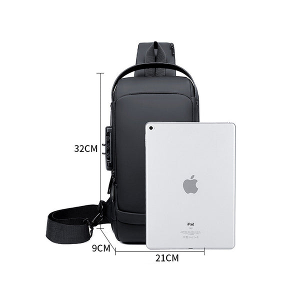 Anti-theft Chest Shoulder Messenger Backpack Men Sling Crossbody Bag USB Port AU
