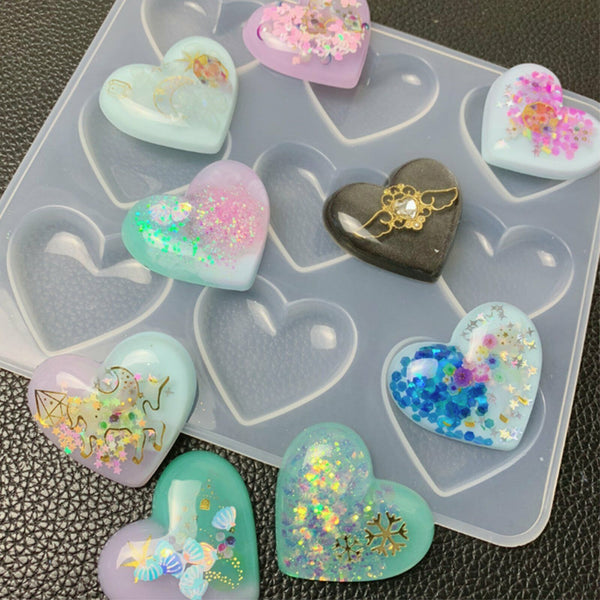 9 Grid Heart Silicone Mold Making Jewelry Pendant Resin Casting Mould Craft AU