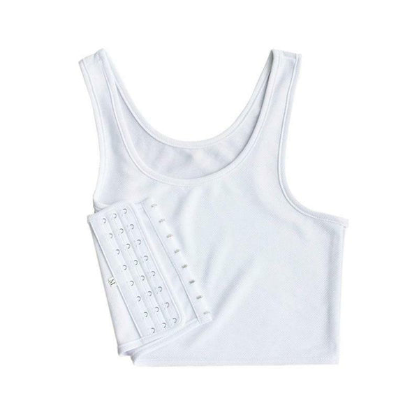 2PCS Women Buckle Short Chest Breast Binder Lesbian Trans Vest Corset Tomboy