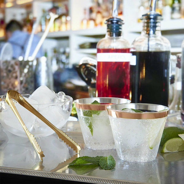 Plastic Wine Glass Rose gold Glasses Drink Cup Cocktail Party Gold Cup