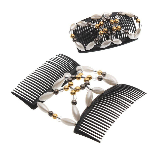 Beaded Stretchy Easy Magic Hair Comb Elastic Double Hair Clip Hair Accessories
