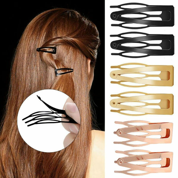 10PCS Metal Snap Barrettes Double-grip Hair Side Clips Hair Women Styling Tools