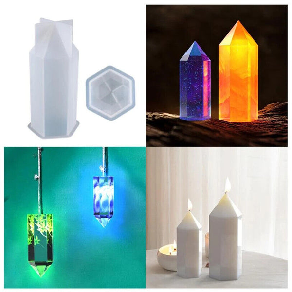 Epoxy Resin Silicone Mold DIY Crystal Flower Candle Making Mould Hexagonal Cone