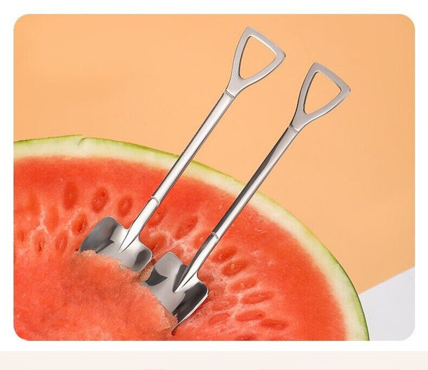 2PCS Stainless Steel Shovel Spoons Set With Box Cake Fruit Dessert XMAS Gifts