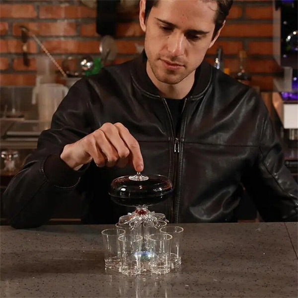 6 Shot Liquor Dispenser w/Shot Glasses Set for Home Gathering Bar Party Supply