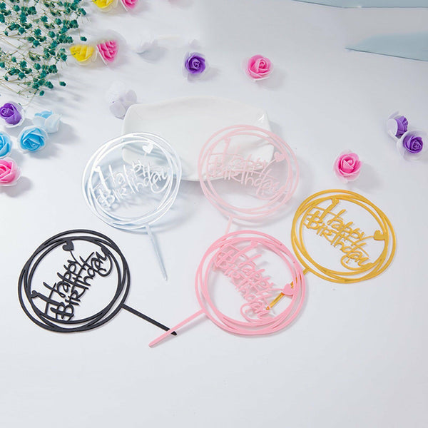 2x Happy Birthday Cake Topper Colour Printed Acrylic Party Decorations AU STOCK