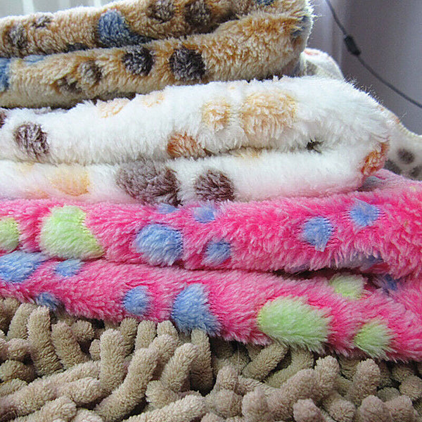 1X Warm Pet Mat Paw Print Cat Dog Puppy Fleece Soft Blanket Bed Cover Cushion AU